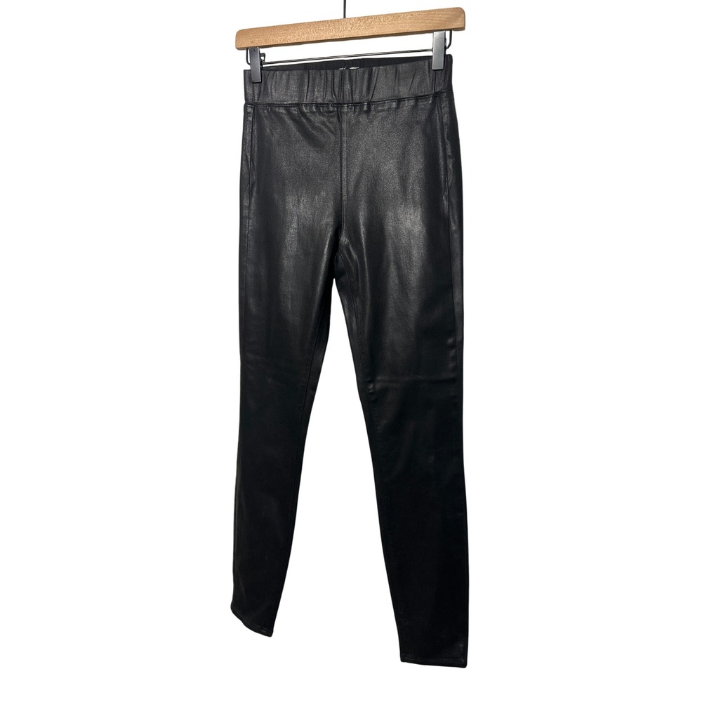 L'AGENCE Coated Black Faux Leather High Rise Pull On Jean Leggings Women's Small